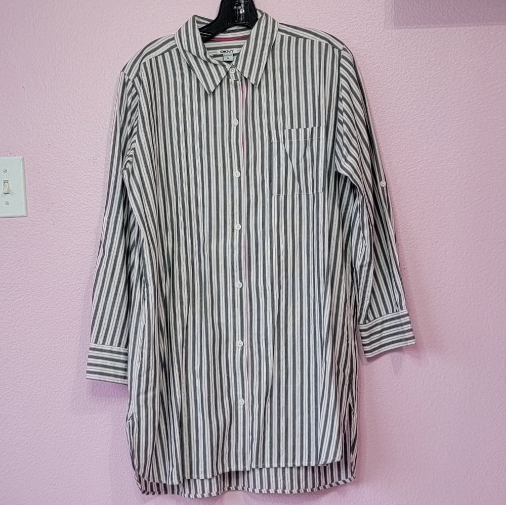 Dkny Striped  Shirt Dress / M.